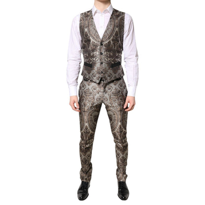 Dolce & Gabbana Multicolor Jacquard Single Breasted 3 Piece Suit Dolce & Gabbana