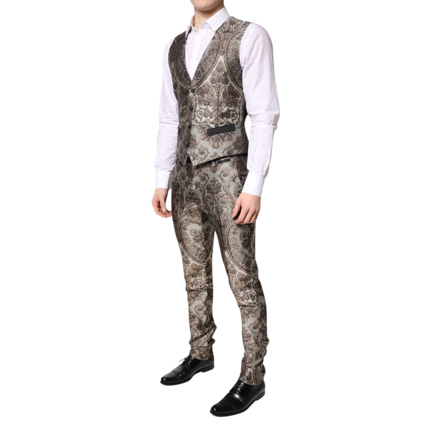 Dolce & Gabbana Multicolor Jacquard Single Breasted 3 Piece Suit Dolce & Gabbana