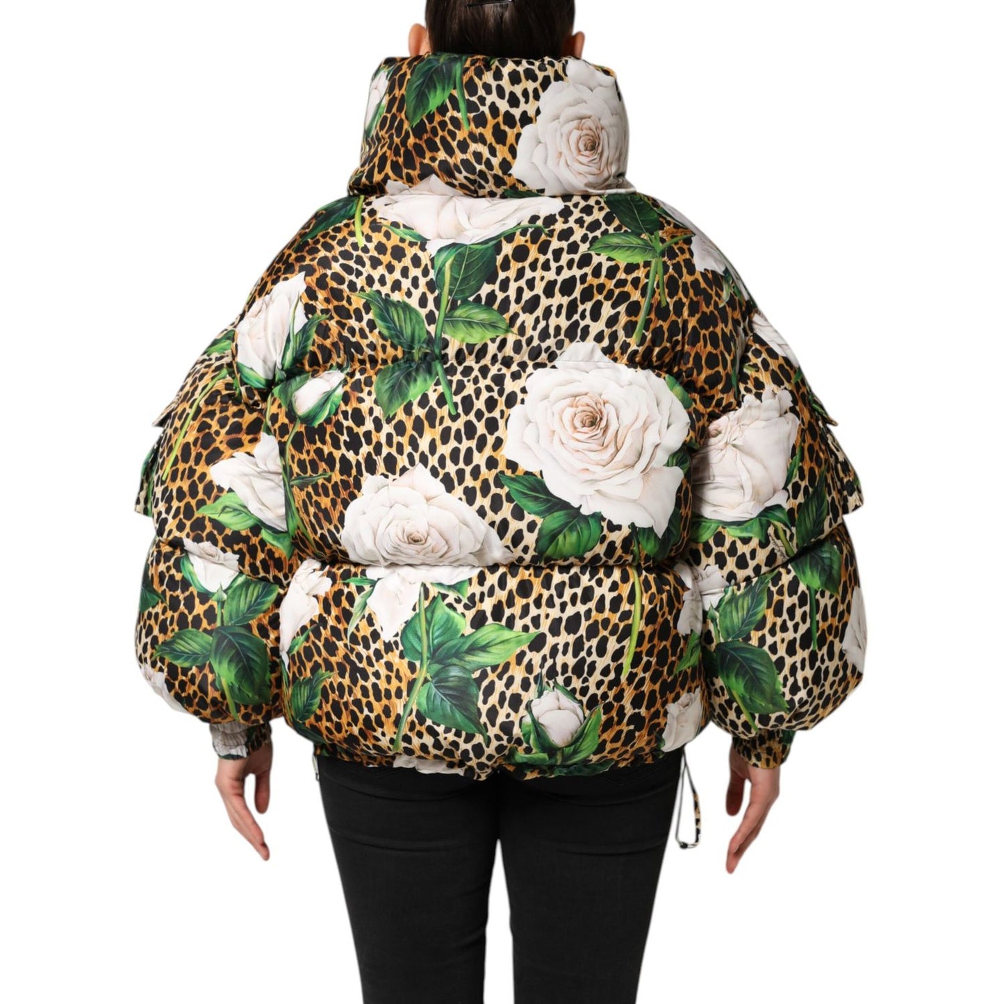 Dolce & Gabbana Multicolor Leopard Rose Puffer Quilted Jacket Dolce & Gabbana