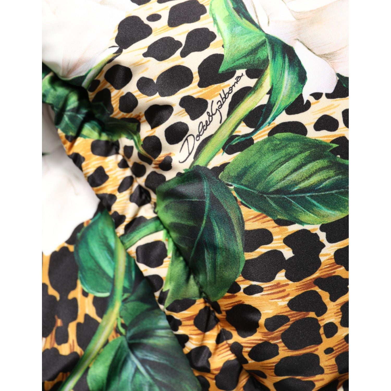 Dolce & Gabbana Multicolor Leopard Rose Puffer Quilted Jacket