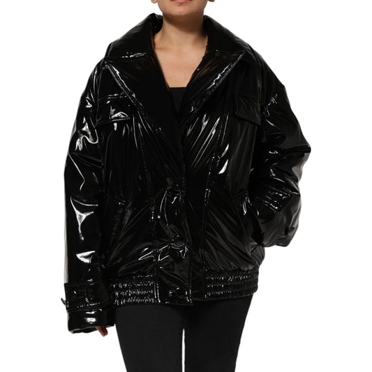 Dolce & Gabbana Polyester Black Quilted Puffer Coat Jacket Dolce & Gabbana