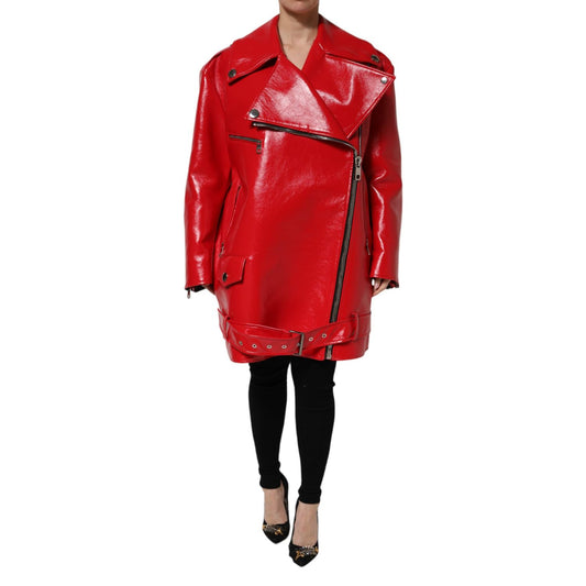 Dolce & Gabbana Red Lambskin Full Zipper Jacket Dolce & Gabbana