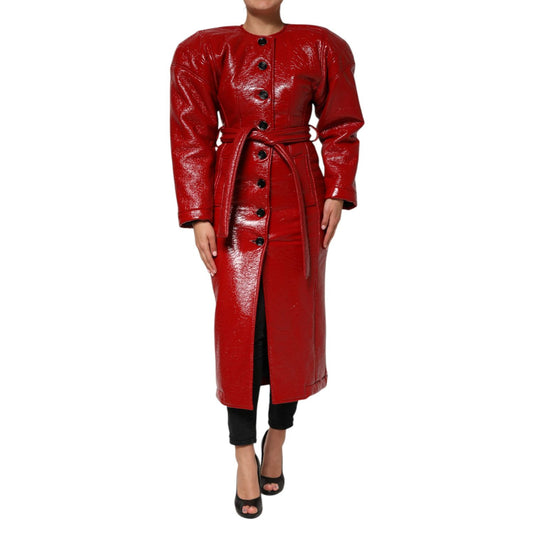 Dolce & Gabbana Red Wool Single Breasted Trench Coat Jacket Dolce & Gabbana