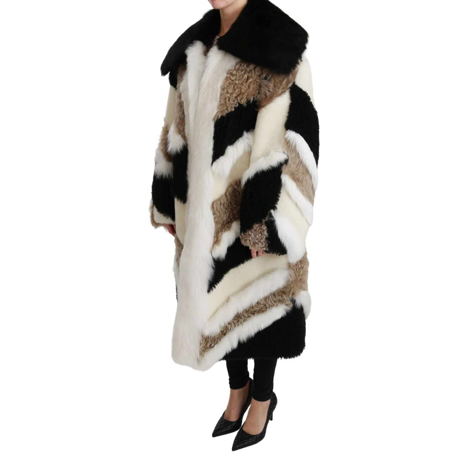 Dolce & Gabbana Sheep Fur Shearling Cape Jacket Coat