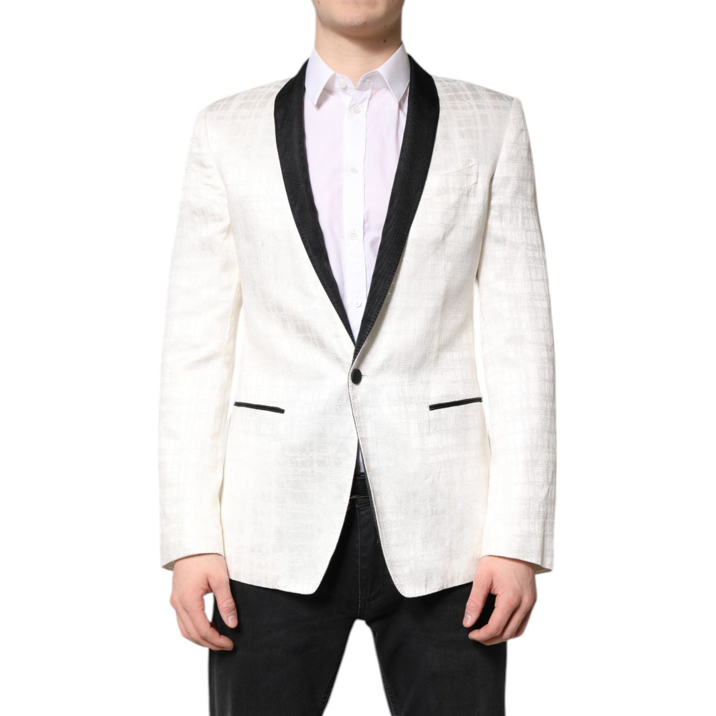 Dolce & Gabbana White Black Single Breasted Coat Blazer Suit Dolce & Gabbana