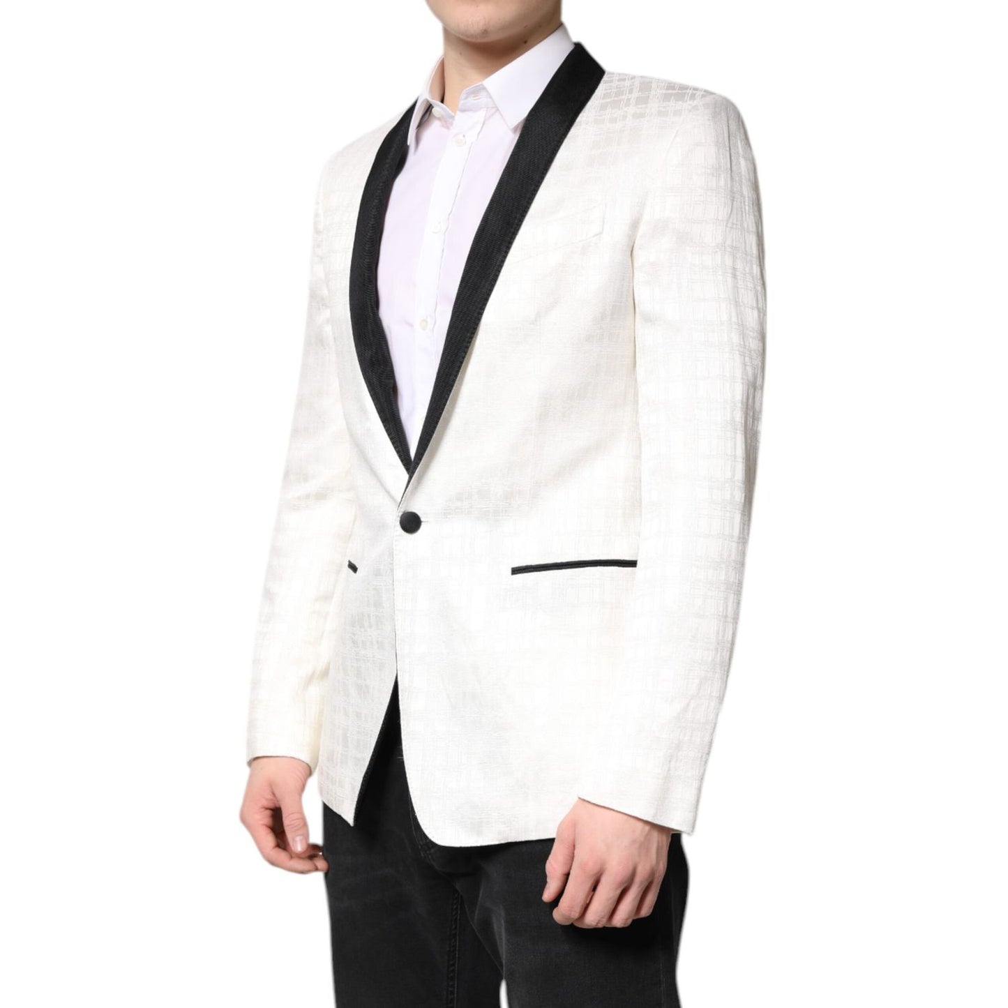 Dolce & Gabbana White Black Single Breasted Coat Blazer Suit Dolce & Gabbana