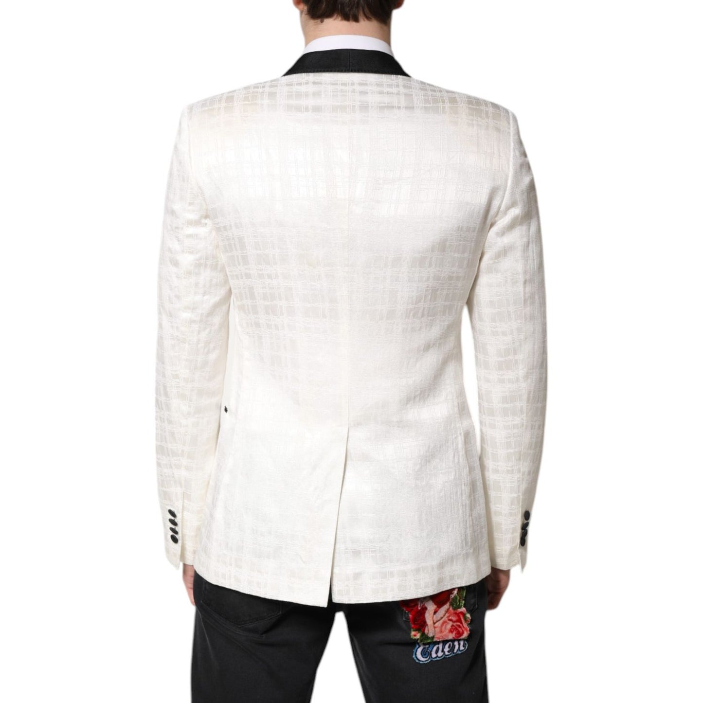 Dolce & Gabbana White Black Single Breasted Coat Blazer Suit Dolce & Gabbana