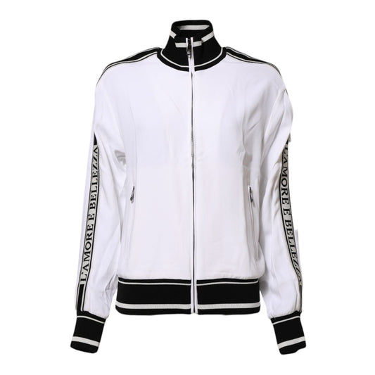Dolce & Gabbana White Viscose Logo Women Full Zip Jacket Dolce & Gabbana
