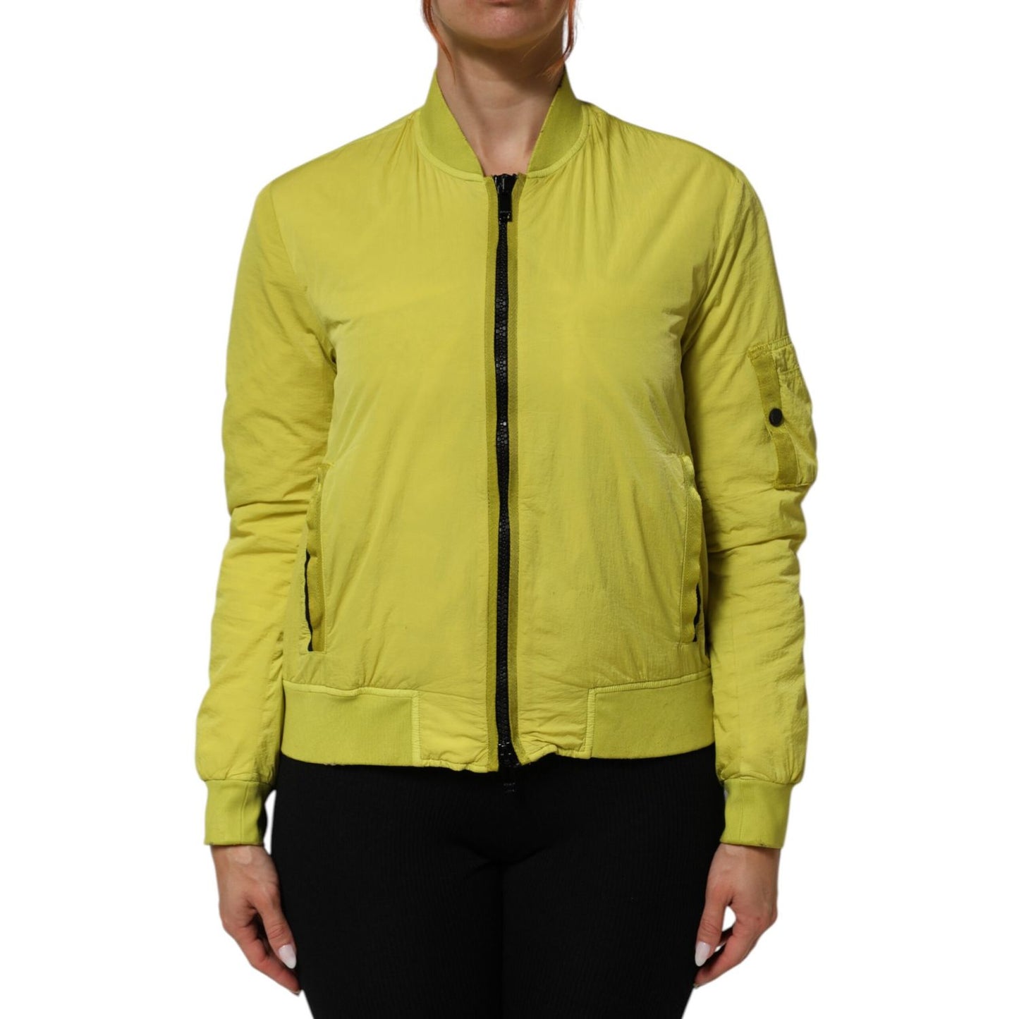 Dolce & Gabbana Yellow Polyamide Zipper Bomber Women’s Jacket