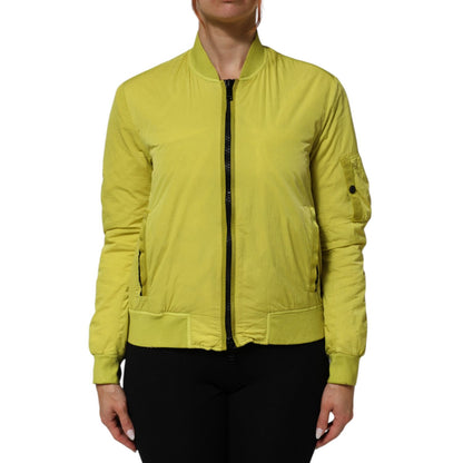 Dondup Yellow Polyamide Zipper Bomber Women’s Jacket Dondup