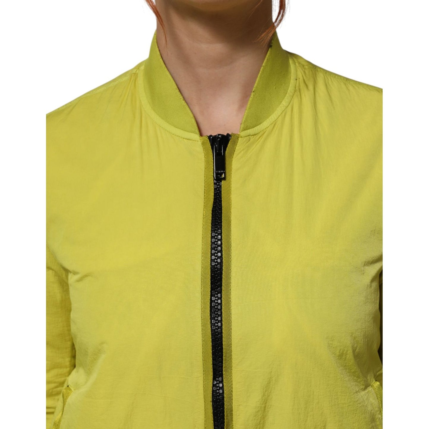 Dondup Yellow Polyamide Zipper Bomber Women’s Jacket Dondup