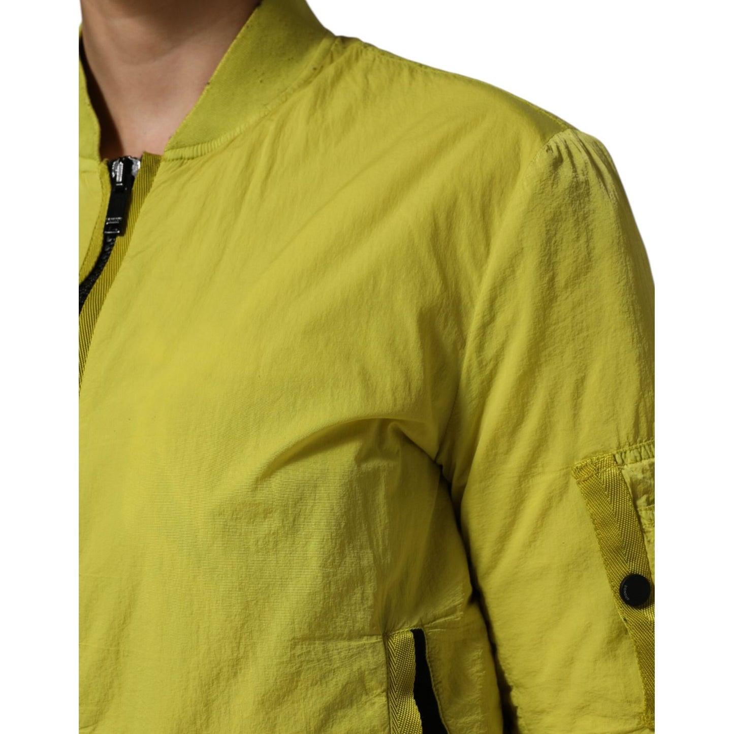 Dondup Yellow Polyamide Zipper Bomber Women’s Jacket Dondup