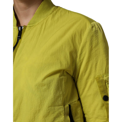 Dondup Yellow Polyamide Zipper Bomber Women’s Jacket Dondup