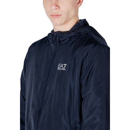 EA7 Emporio Armani Blue Polyester Shell Jacket EA7 Emporio Armani
