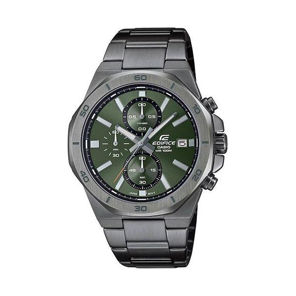 CASIO EDIFICE Mod. OCTAGONAL CHRONOGRAPH GUN METAL - GREEN MOSS WATCHES CASIO EDIFICE