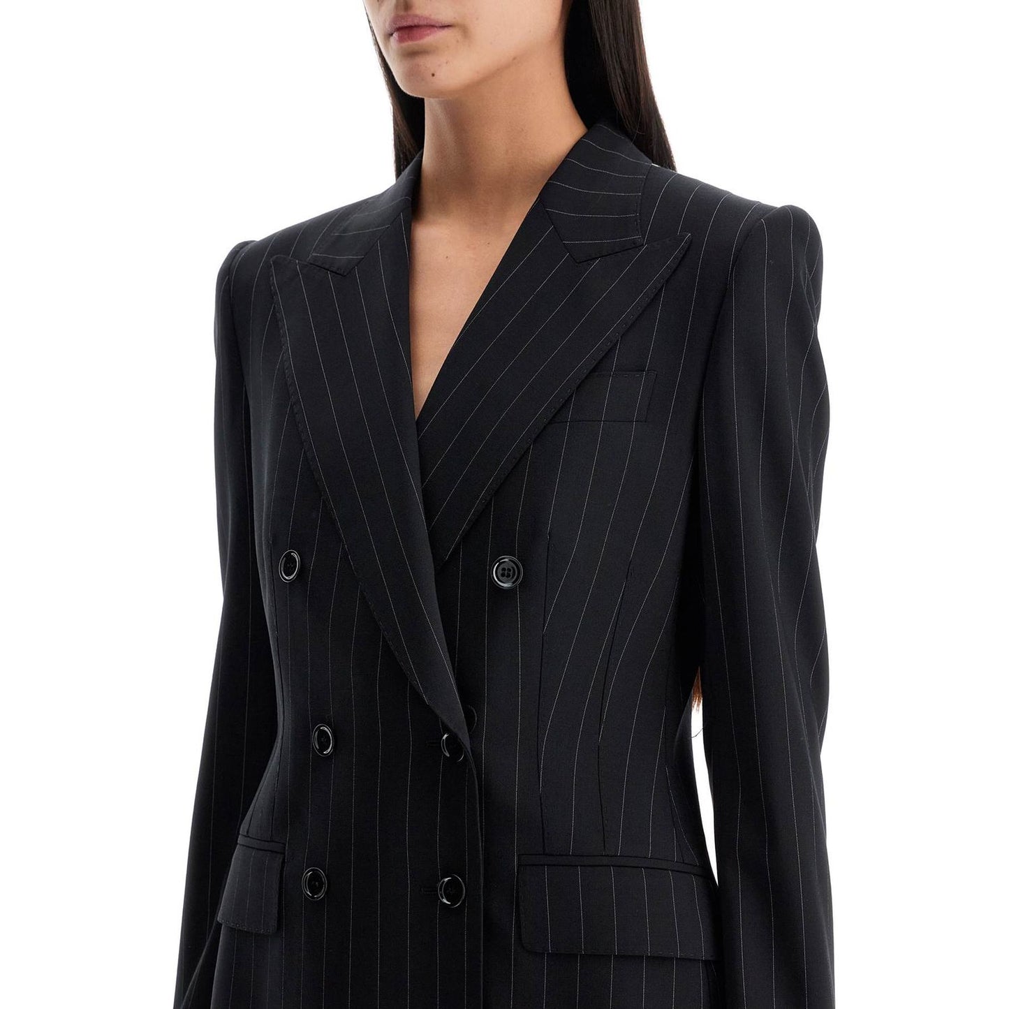 Dolce & Gabbana double-breasted stretch wool pinstripe fabric Jackets Dolce & Gabbana