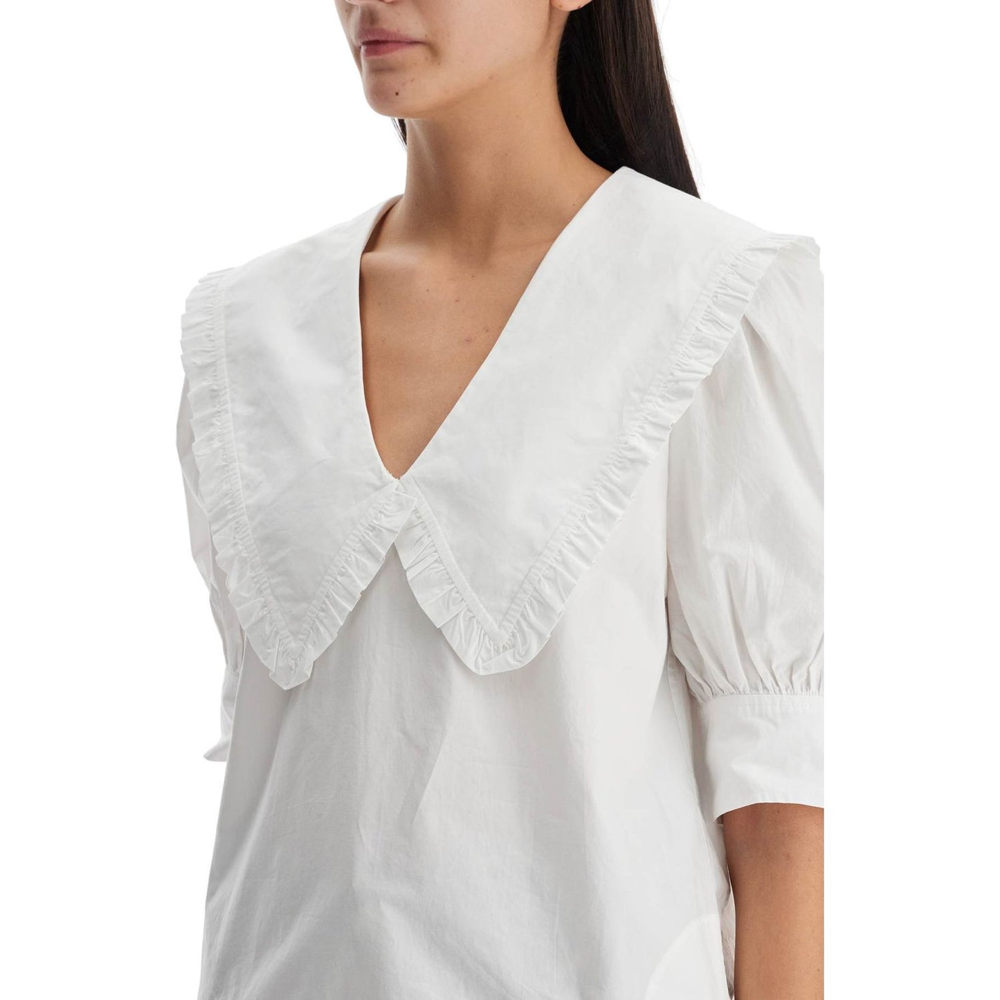 Ganni blouse with exaggerated collar and ruffle Topwear Ganni