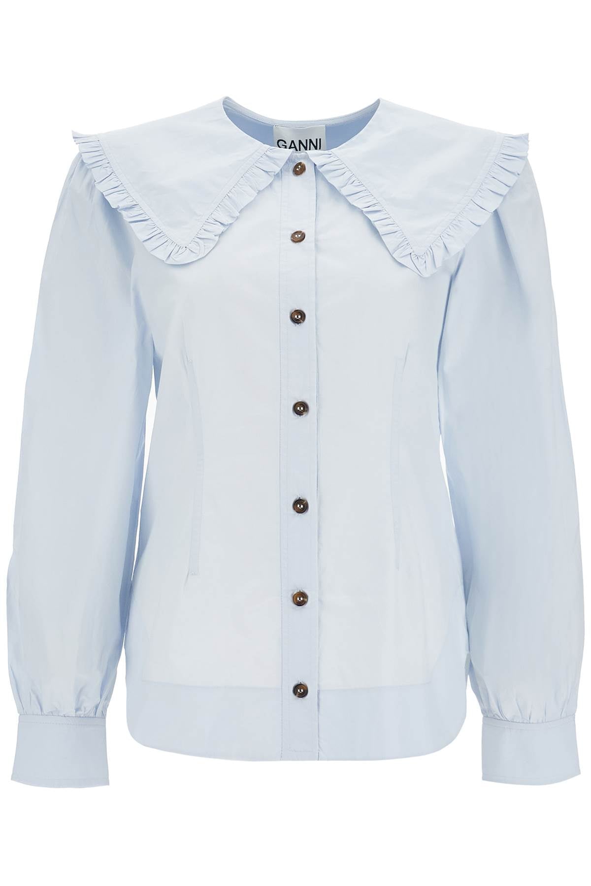 Ganni poplin shirt with oversized collar Topwear Ganni