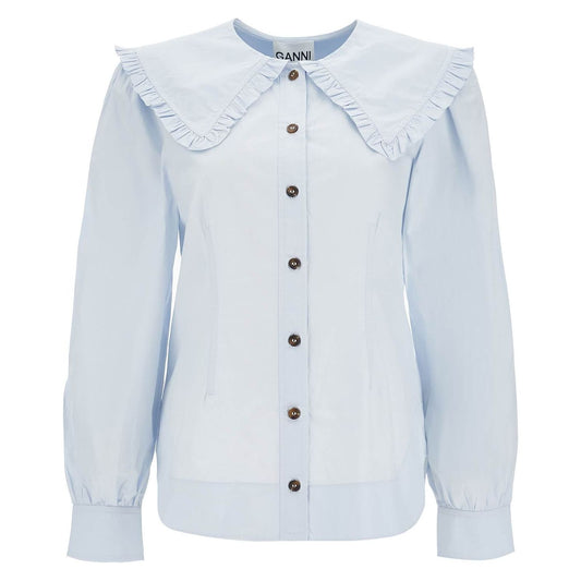 Ganni poplin shirt with oversized collar Topwear Ganni