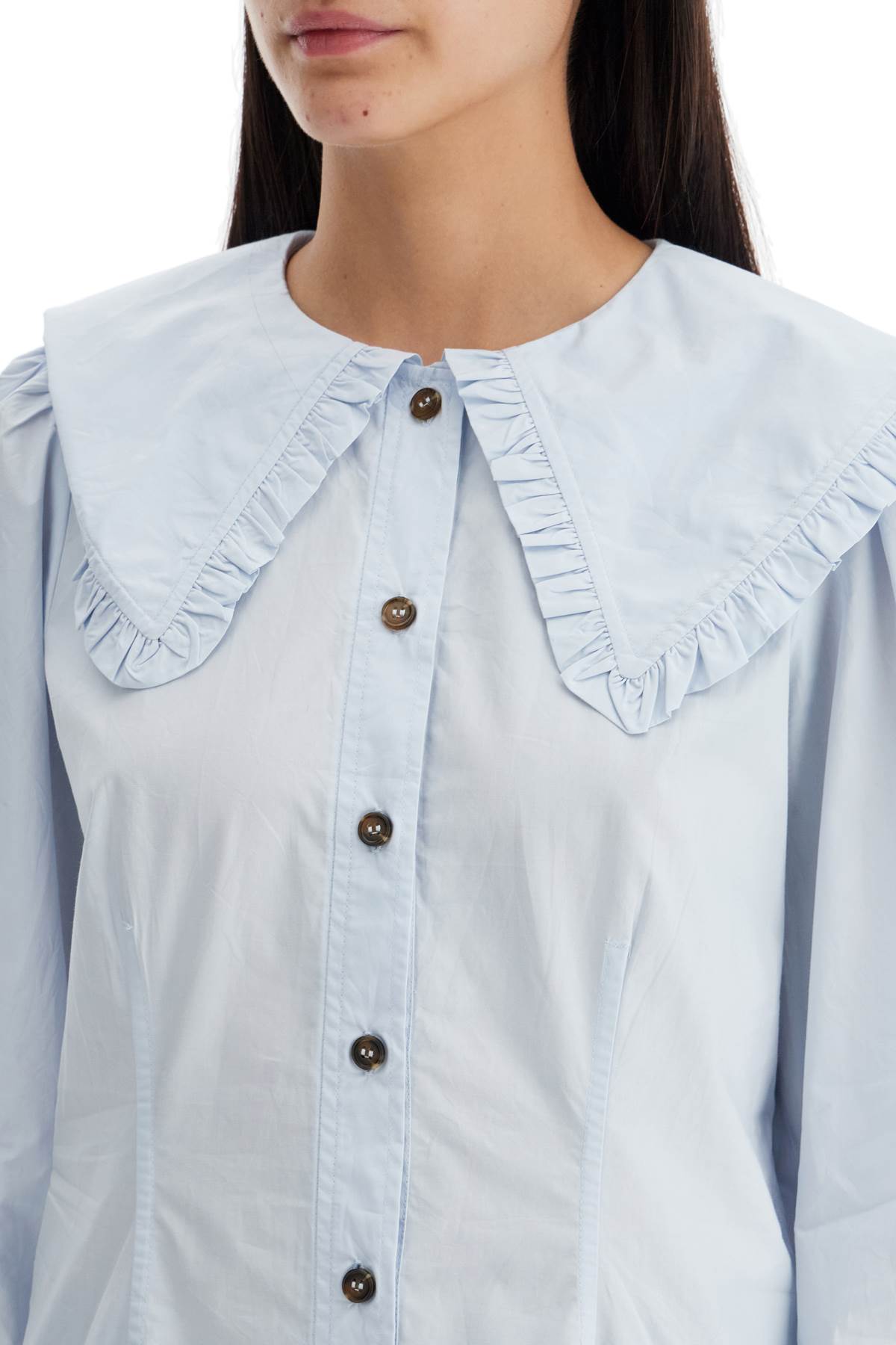 Ganni poplin shirt with oversized collar Topwear Ganni