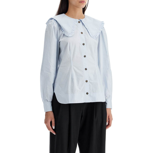 Ganni poplin shirt with oversized collar Topwear Ganni