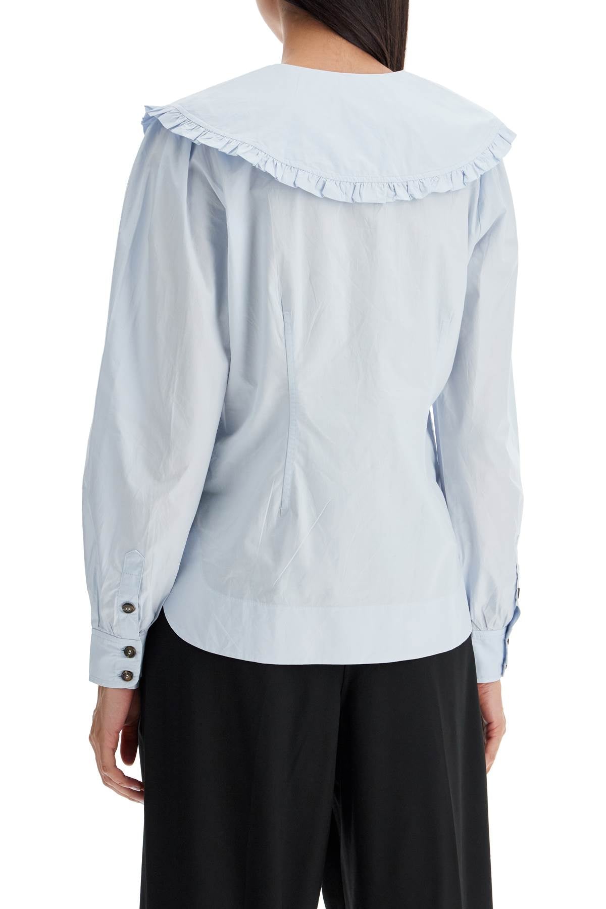 Ganni poplin shirt with oversized collar Topwear Ganni