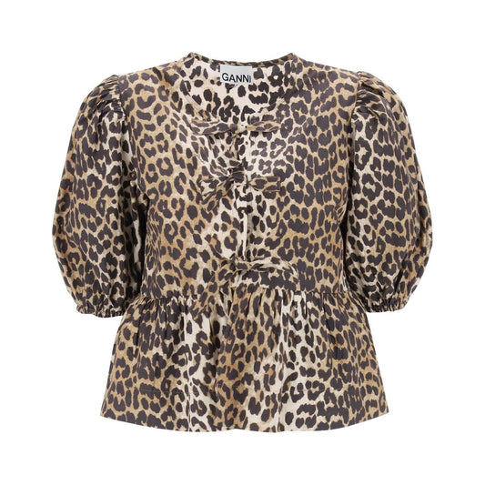 Ganni leopard print peplum blouse Topwear Ganni