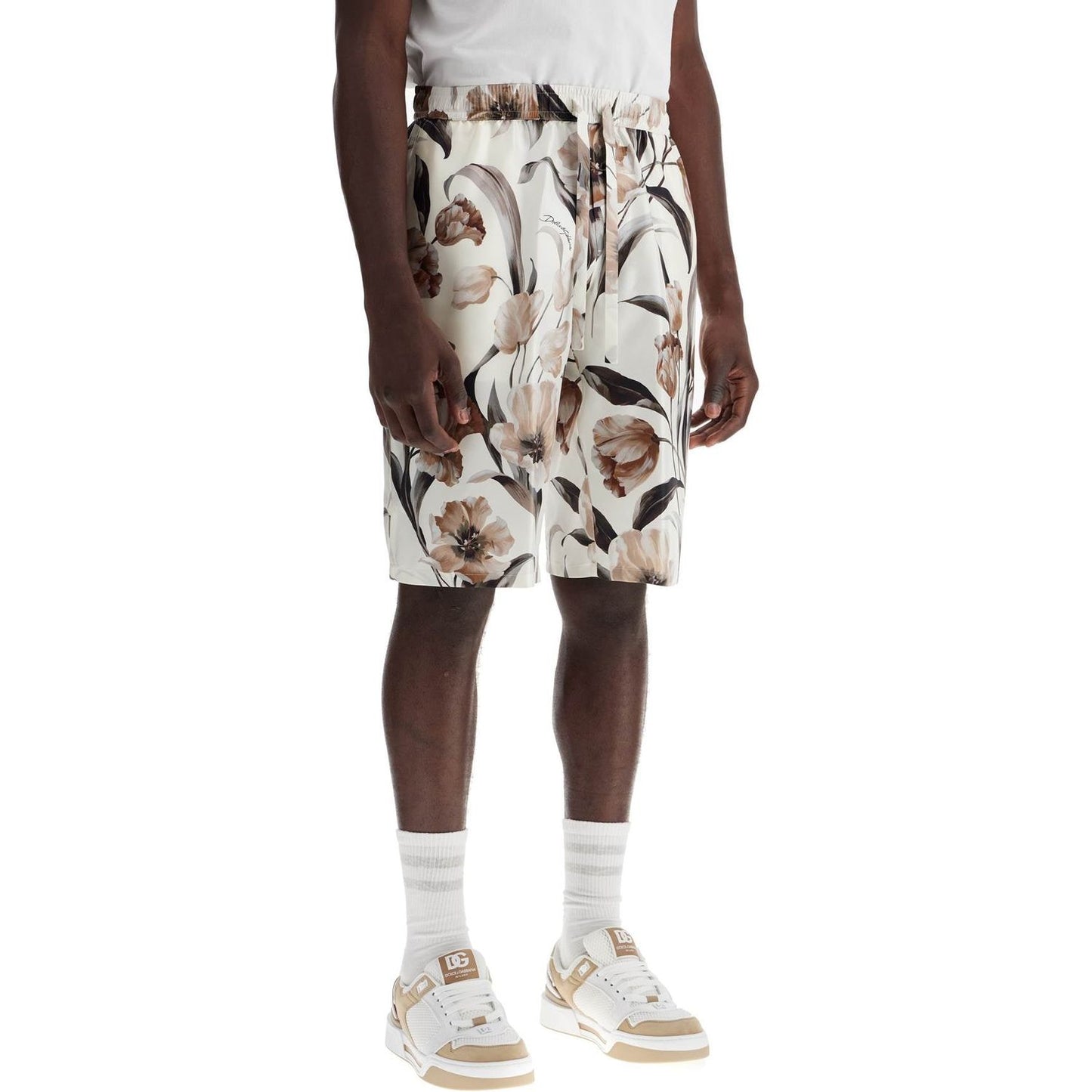 Dolce & Gabbana silk bermuda shorts with floral print set