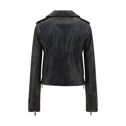 Golden Goose Black Calf Leather Bos Taurus Biker Jacket