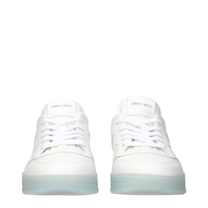 Jimmy Choo White Leather Low Top Sneakers