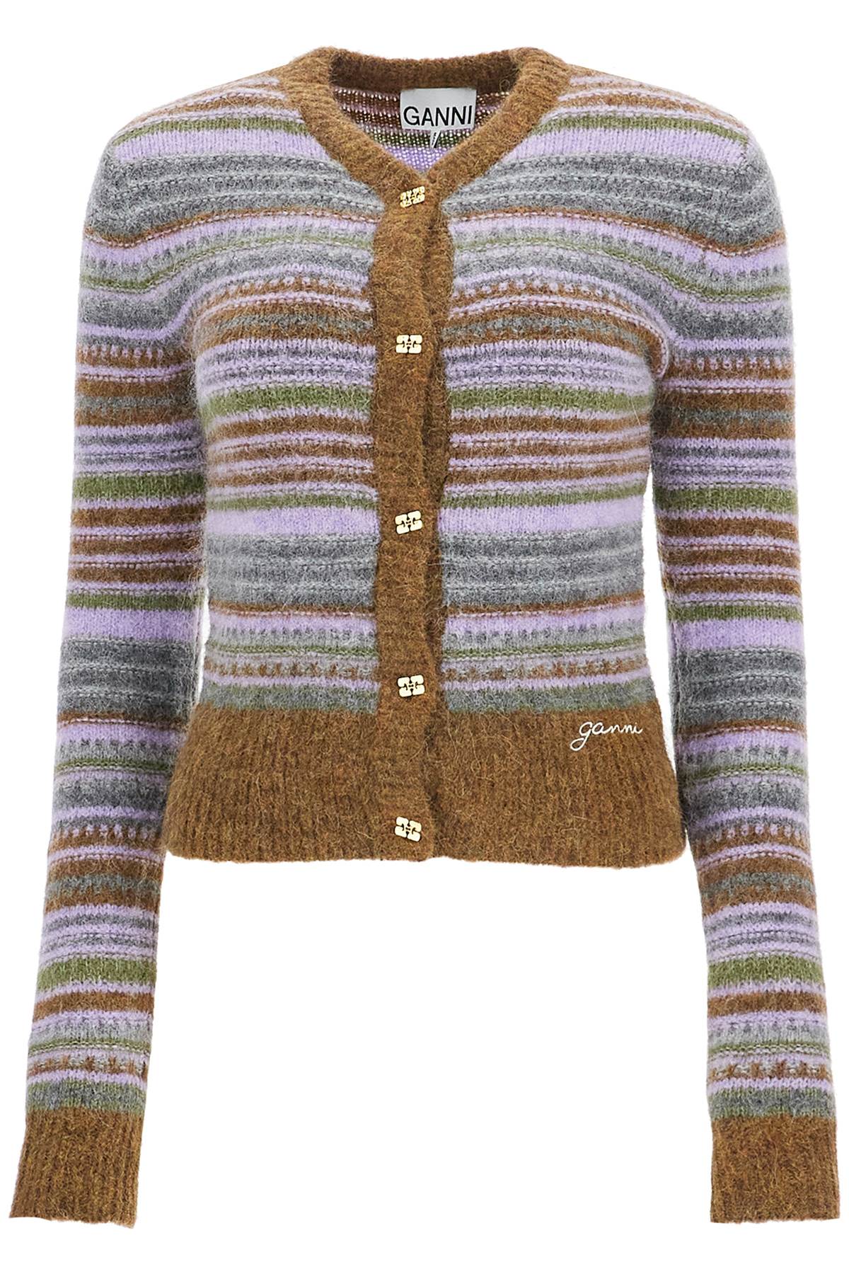 Ganni soft striped cardigan in merino wool Knitwear Ganni