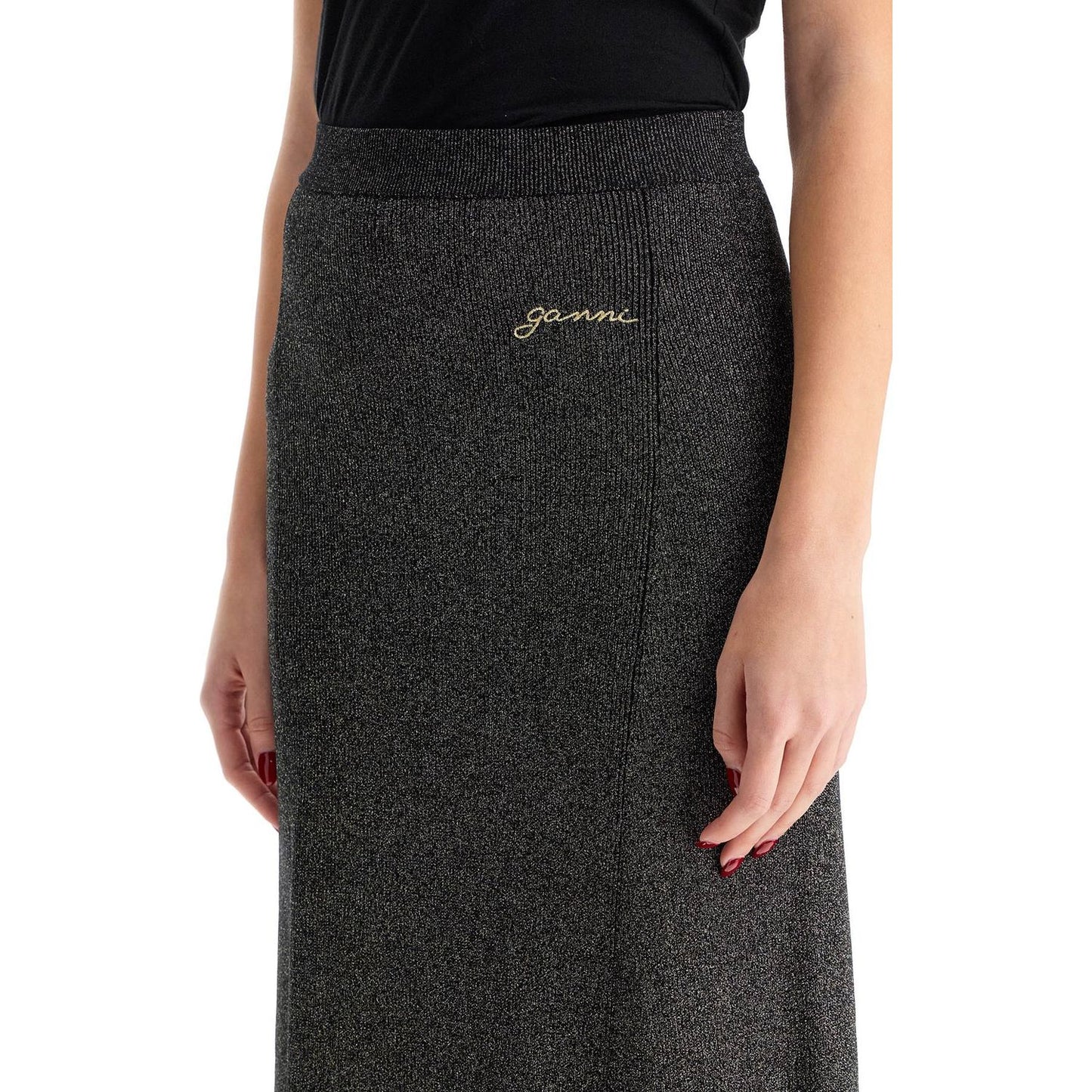 Ganni long lurex knit skirt Knitwear Ganni