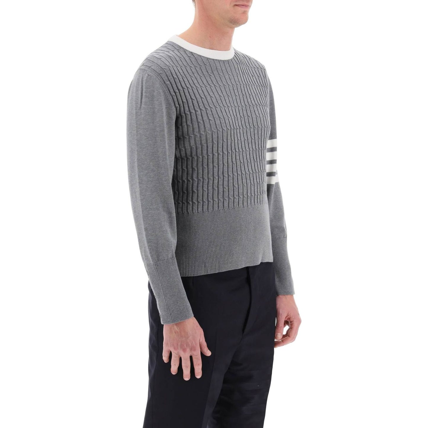 Thom Browne placed baby cable 4-bar cotton sweater Knitwear Thom Browne