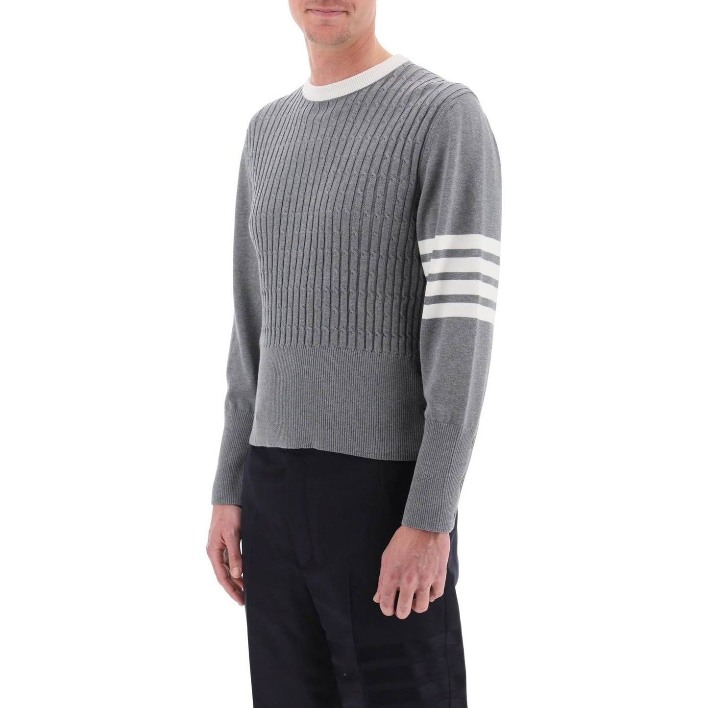 Thom Browne placed baby cable 4-bar cotton sweater Knitwear Thom Browne