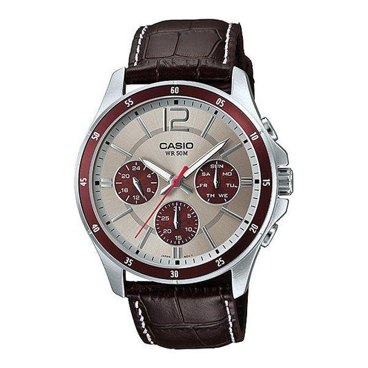 CASIO COLLECTION Mod. MULTIFUNCTION CALENDAR, BROWN LEATHER - TWO TONES WATCHES CASIO COLLECTION & VINTAGE