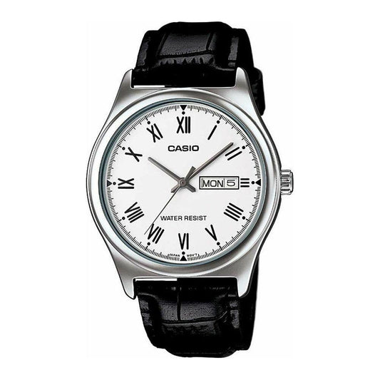 CASIO COLLECTION Mod. DAY DATE Steel White Romans, Leather WATCHES CASIO COLLECTION & VINTAGE