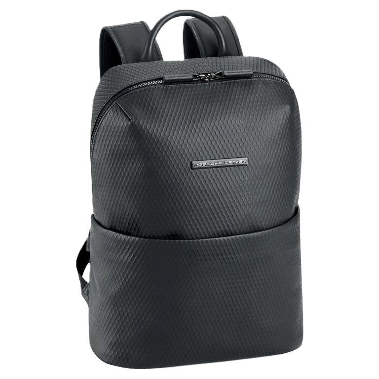 Front view with bag zipped and handles upright.