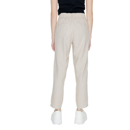 Only Beige Linen Casual Pants