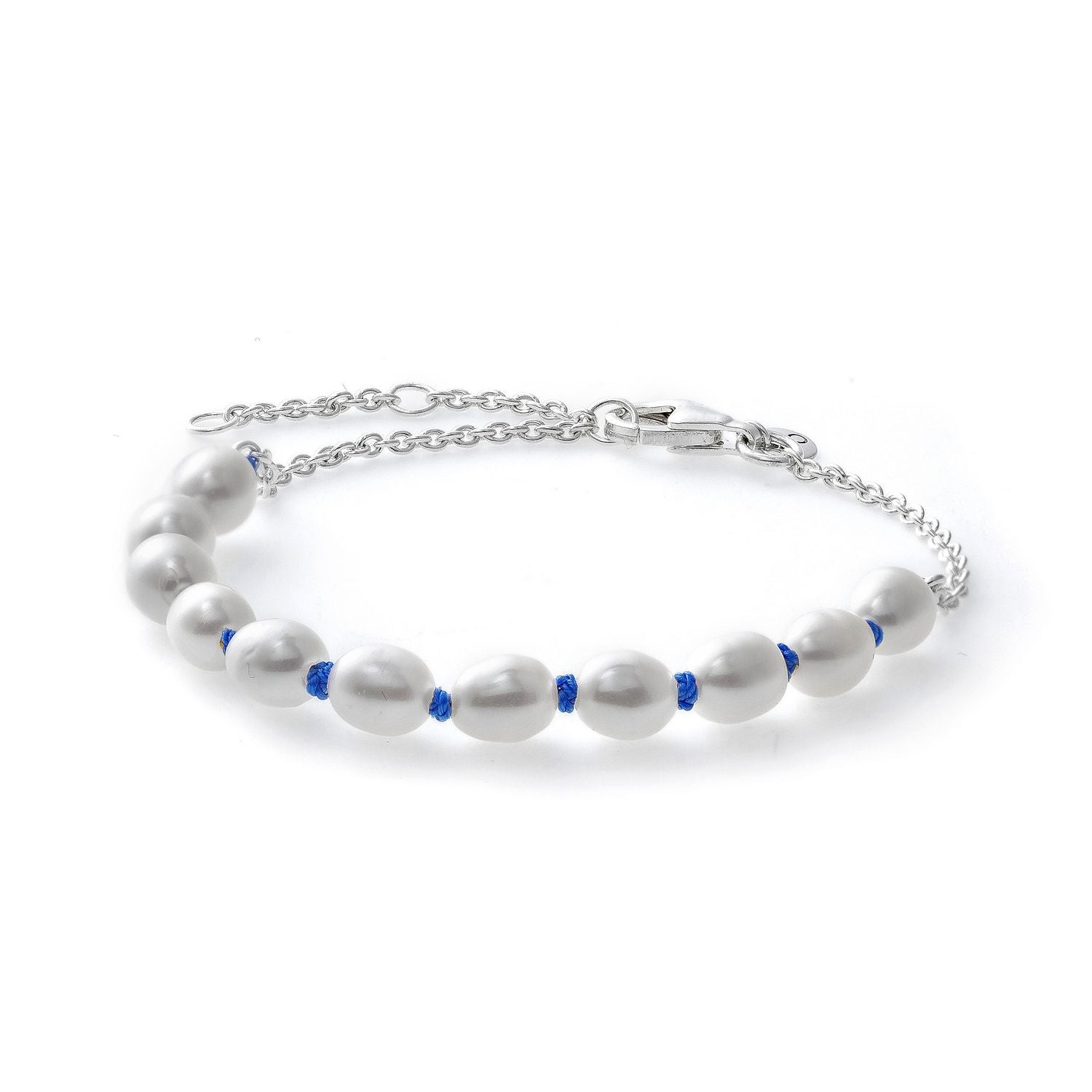 PANDORA JEWELS Mod. TREATED FRESHWATER CULTURED PEARL BLUE CORD - Size 18