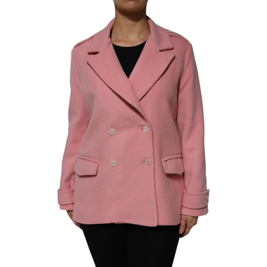 PINK MEMORIES Pink Wool Double Breasted Blazer Coat Jacket PINK MEMORIES
