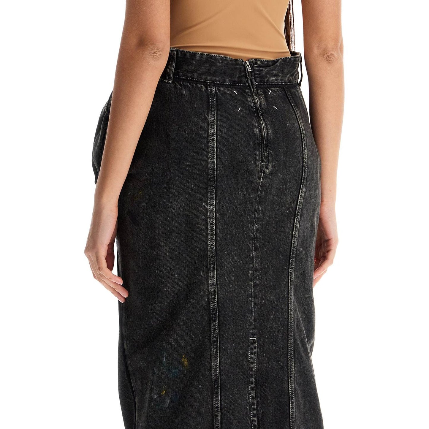 Maison Margiela black cotton vintage effect high-waisted skirt Skirts Maison Margiela