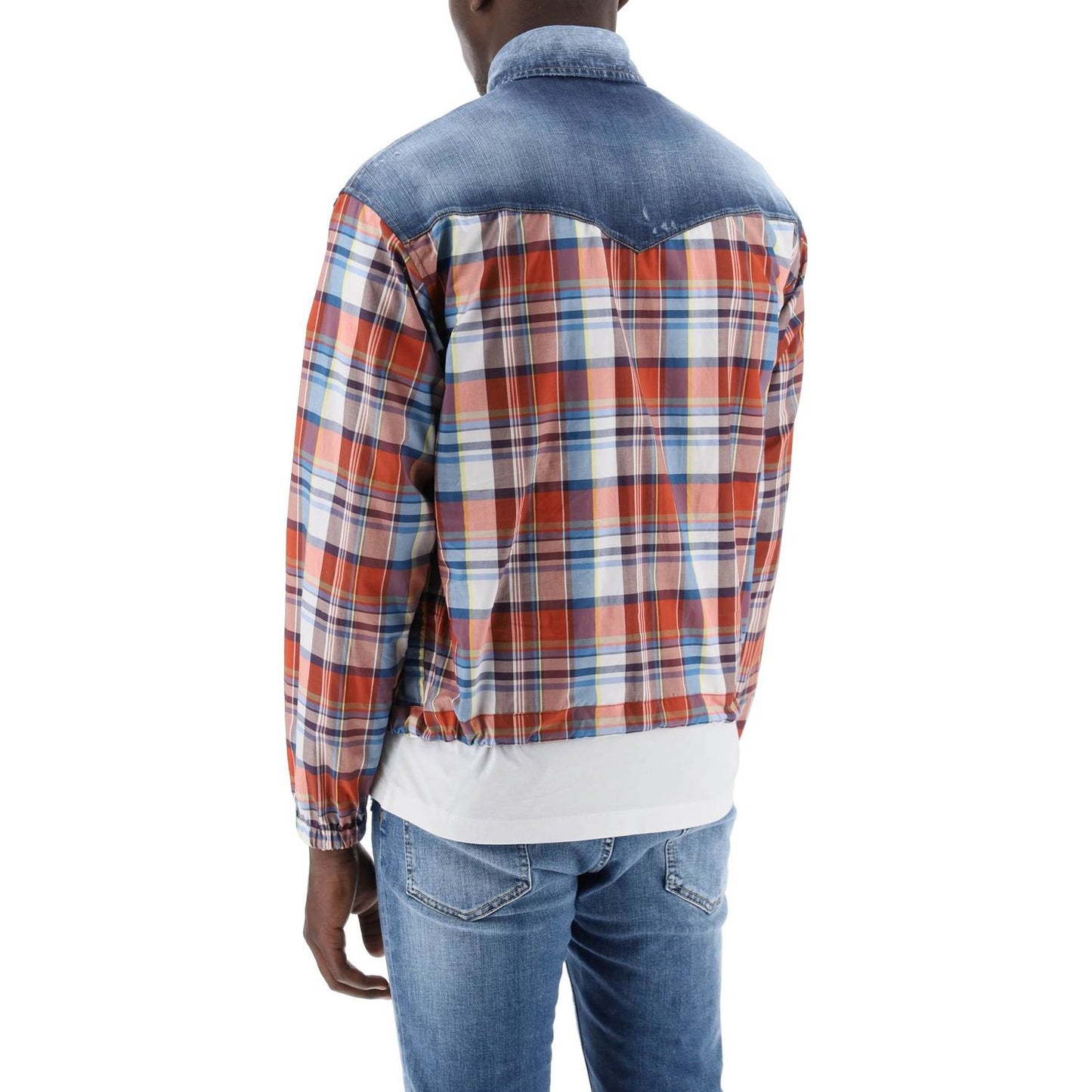 Dsquared2 plaid western shirt with denim inserts Shirts Dsquared2