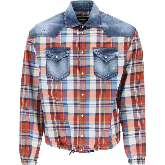 Dsquared2 plaid western shirt with denim inserts Shirts Dsquared2