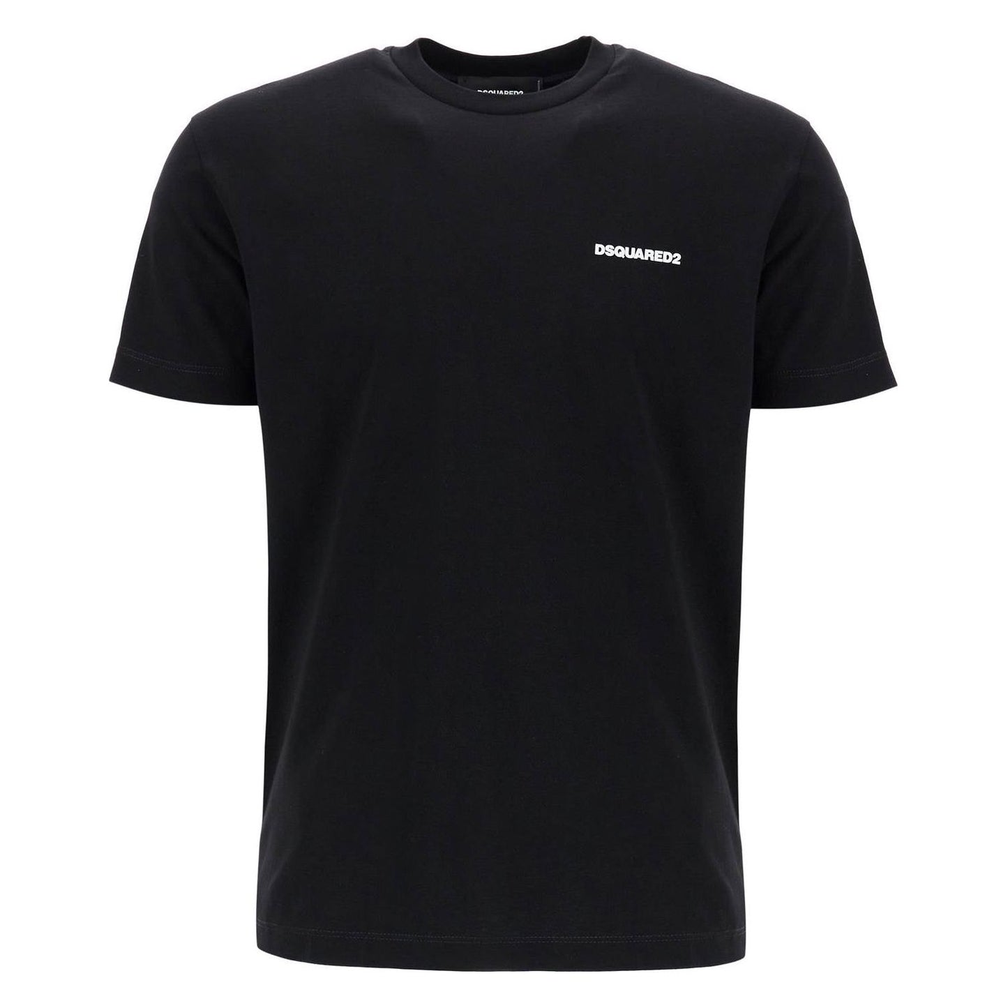 Dsquared2 black cotton t-shirt with embroidered logo Topwear Dsquared2