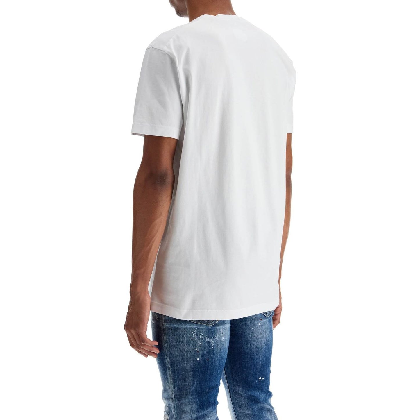 Dsquared2 white cotton t-shirt with embroidered logo Topwear Dsquared2