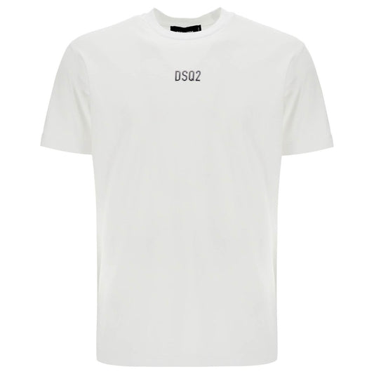 Dsquared2 white cotton t-shirt with embroidered logo Topwear Dsquared2