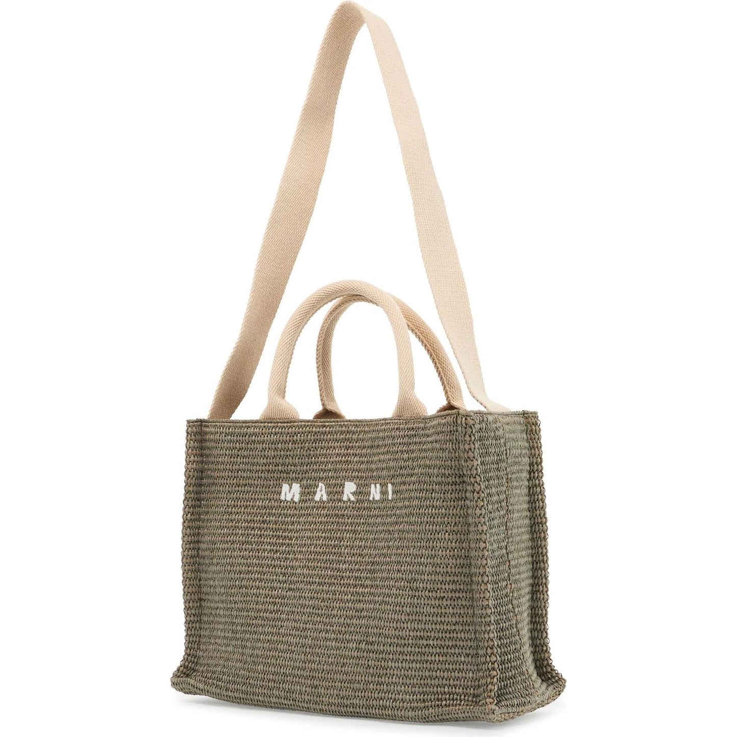 Marni raffia-effect canvas small tote bag Shopper Marni