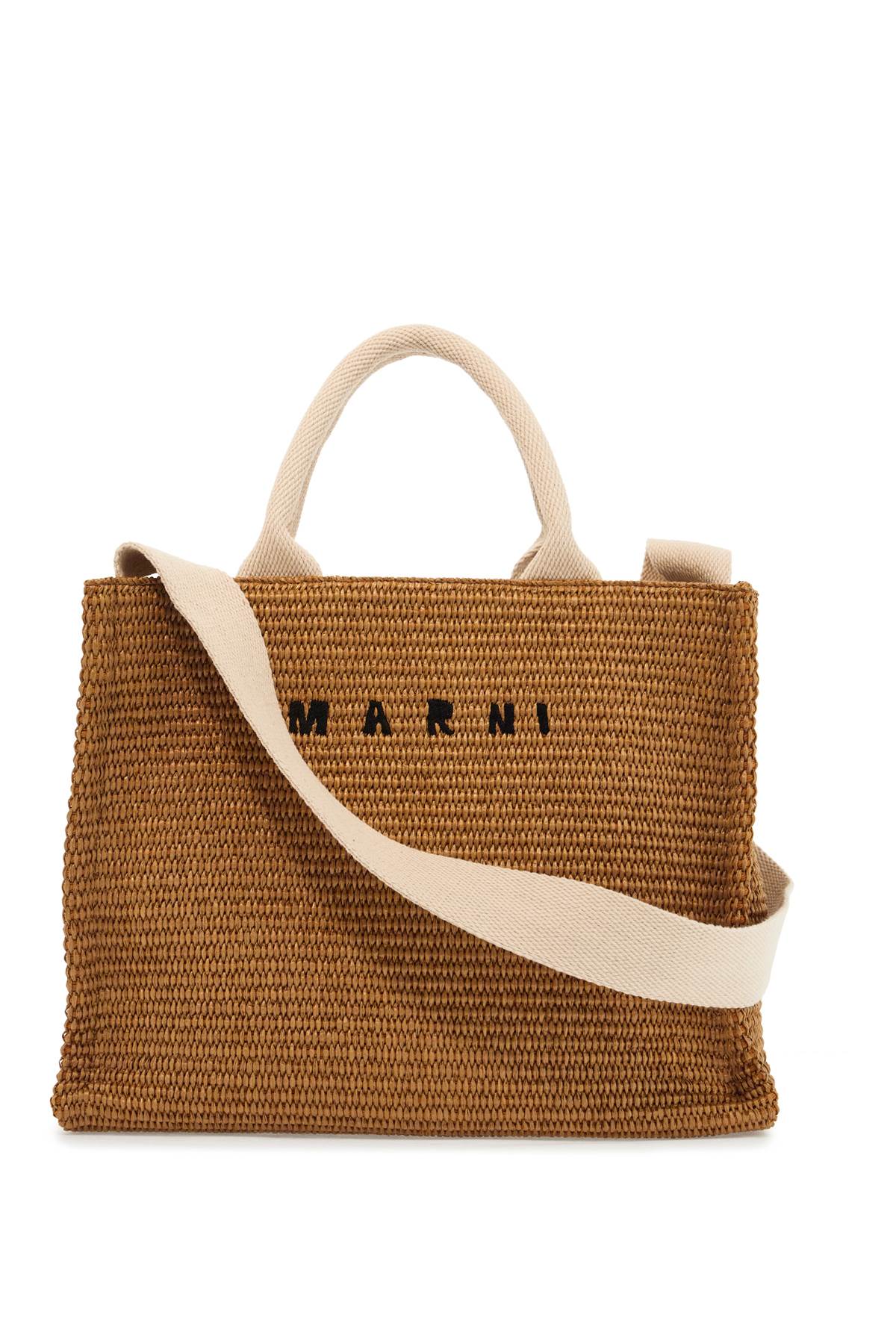 Marni raffia-effect canvas small tote bag Shopper Marni