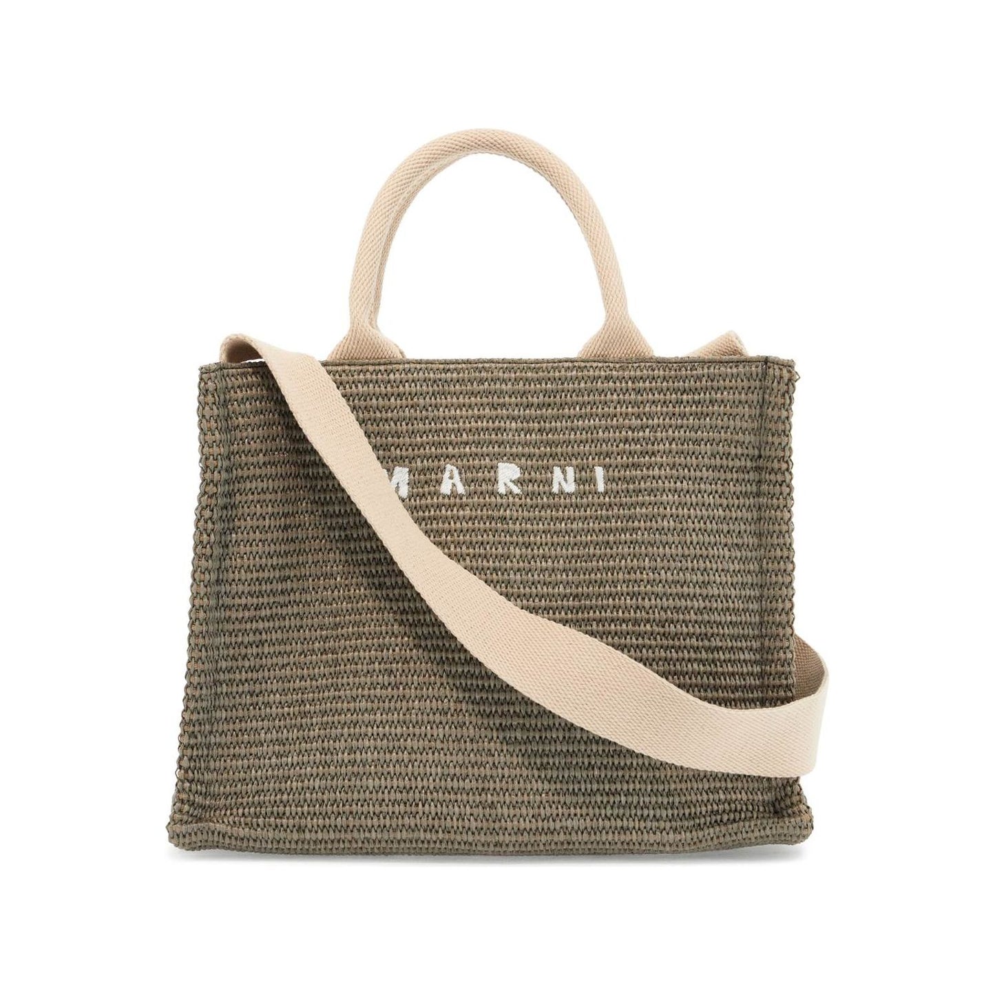 Marni raffia-effect canvas small tote bag Shopper Marni