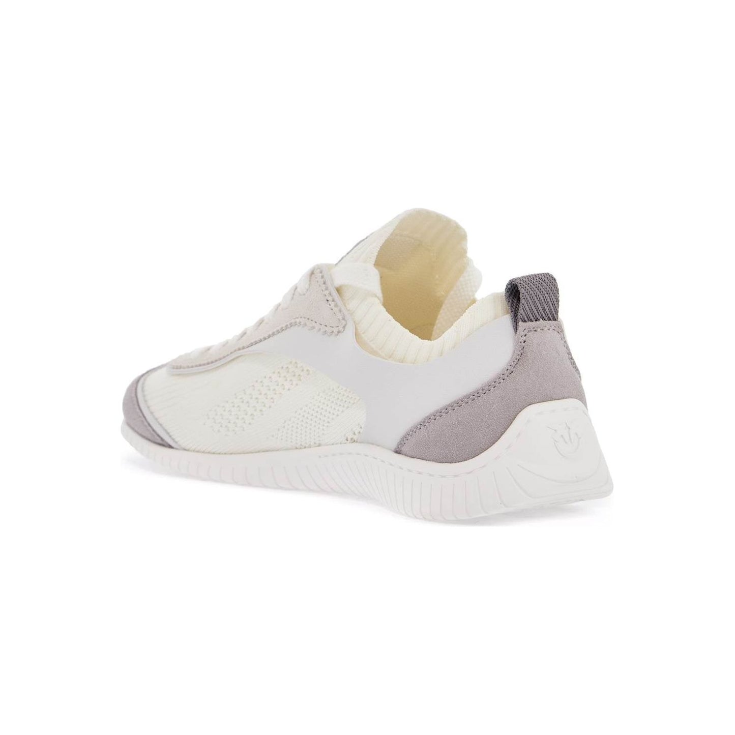 Pinko white latte knit fabric sneakers with light gray details